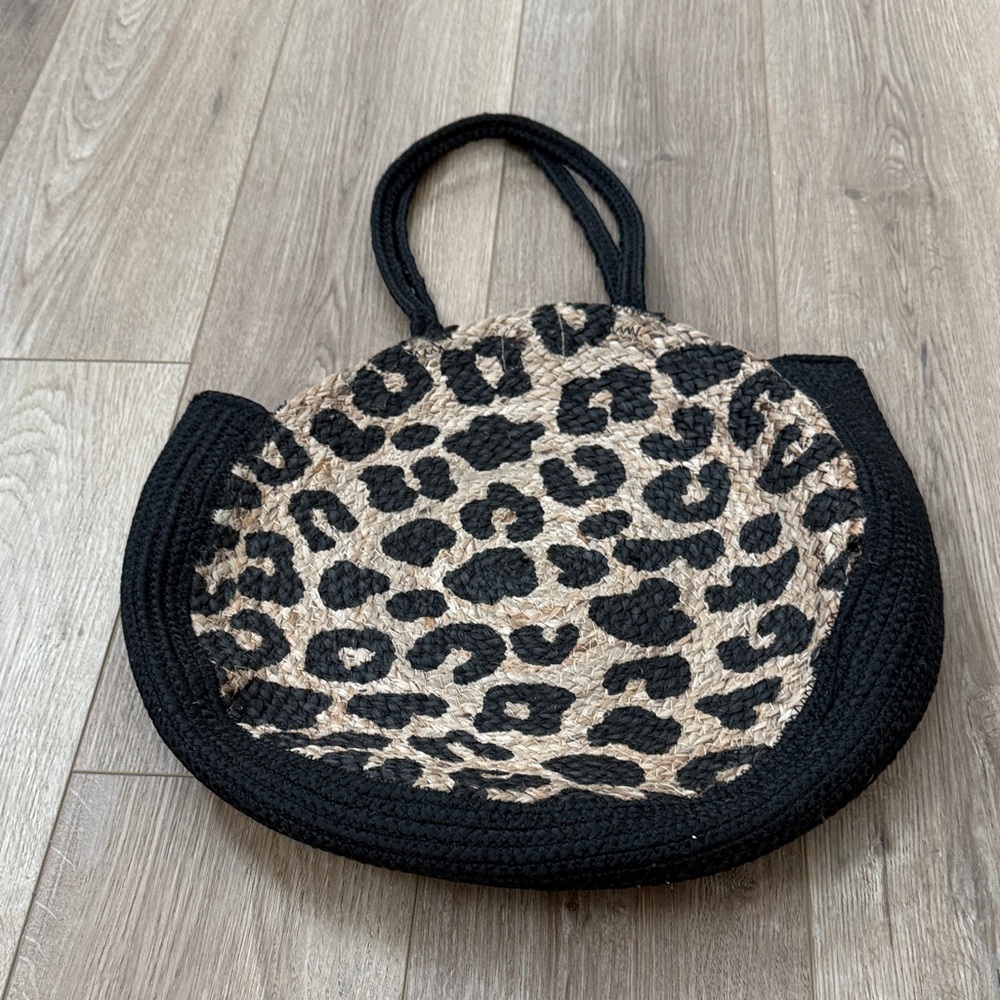 Leopard Print Black Tote Bag